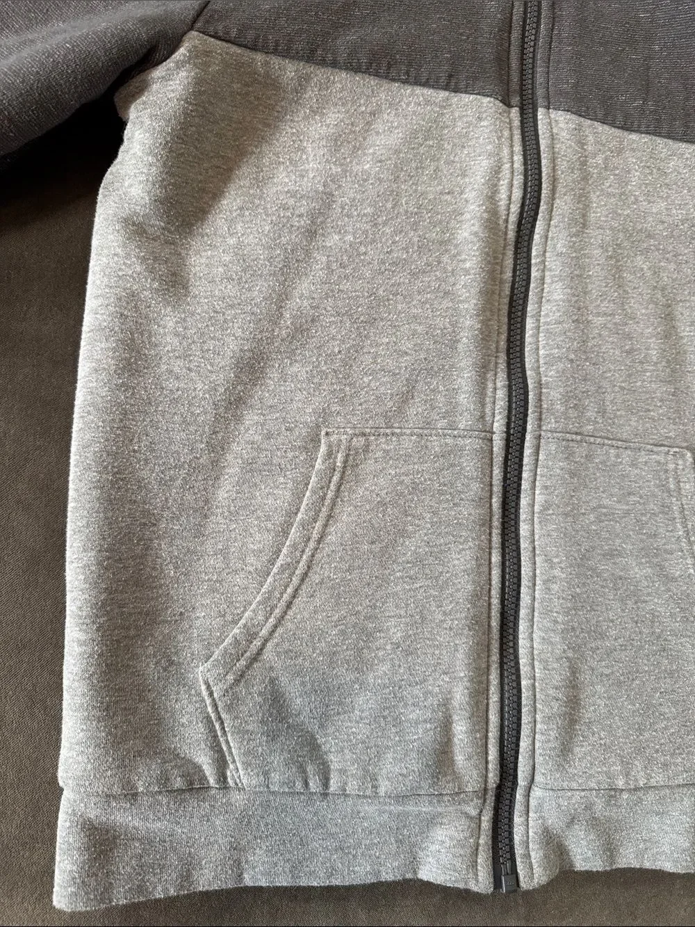 Old Navy Kids Gray Zip-Up Hoodie Sweatshirt Cream Sherpa Lining Size XL 14-16